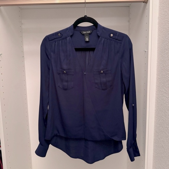 White House Black Market Tops - White House Black Market Navy Long Sleeve Blouse